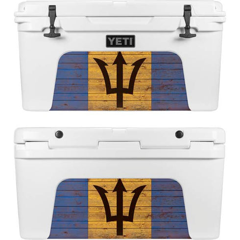 Barbados Flag Dark Wood YETI Tundra 65 Hard Cooler Skin